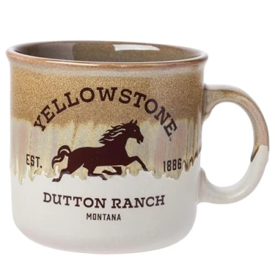 Image of Silver Buffalo Yellowstone Dutton Ranch Silo Reactive Glaze Ceramic Camper Mug, 20 Ounces