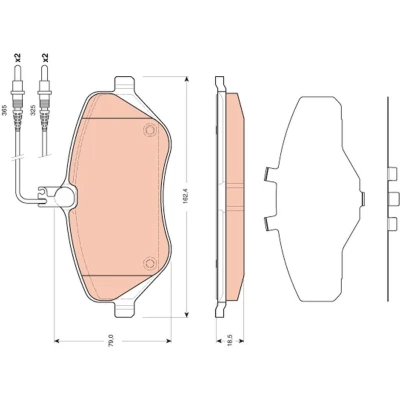 Image of 425294, 425480, 4254A3 brake pad set TRW GDB1663 incl. wear warning contact with caliper screws accessories CITROËN: C5 3, III Estate