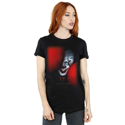 Image of Absolute Cult It Chapter 2 Women&#039;s Pennywise Behind The Balloons Boyfriend Fit T Shirt Black Large