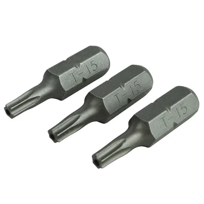 Image of Security S2 Grade Steel Screwdriver Bits T15S x 25mm (Pack 3)
