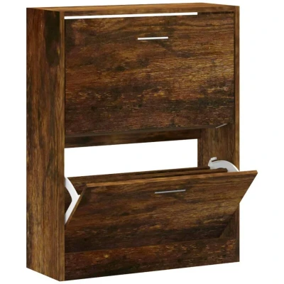 Image of vidaXL Shoe Cabinet Smoked Oak 63x24x81 cm Engineered Wood