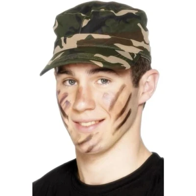 Image of Smiffys Army Cap, Camouflage , Land, Sea and Air Forces Fancy Dress, Troops Dress Up Hats