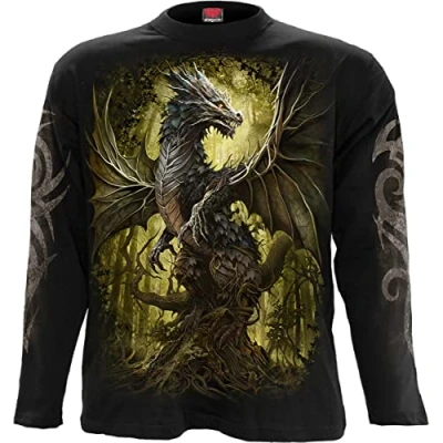 Image of Spiral Oak Dragon Longsleeve T Shirt Black M