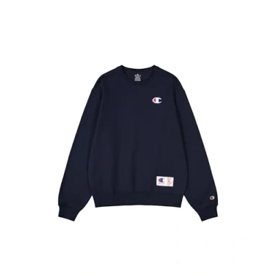 Image of Champion Retro Sport Crewneck Backprint Sweatshirt, Men&#039;s, Size: Small, Dark blue