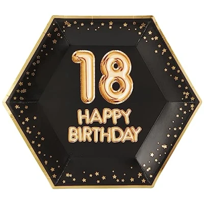 Image of Neviti 773093 Glitz &amp; Glamour Plate Large Black Gold Age 18 Paper