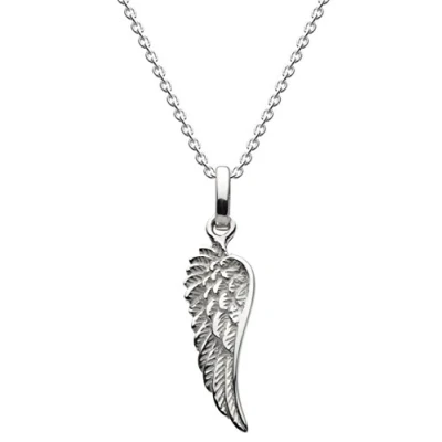 Image of Dew Sterling Silver Detailed Wing Necklace of Length 45.7cm 98113HP