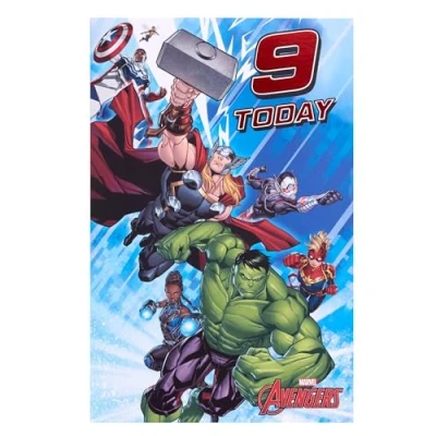 Image of UK Greetings Marvel The Avengers 9th Birthday Card for Him/Boy Hero Design