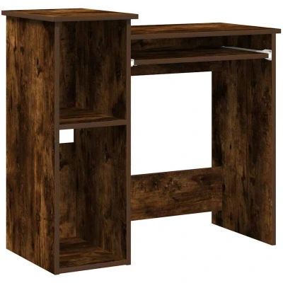 Image of vidaXL smoked oak desk with storage compartments 84x40x78 cm engineered wood office/study table for living room/bedroom easy clean lightweight modern design