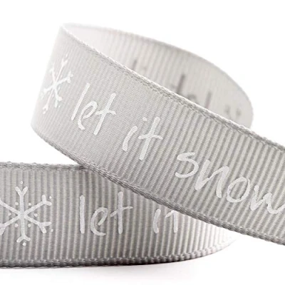 Image of Let it Snow Christmas Grosgrain Ribbon 16mm x 5M Silver