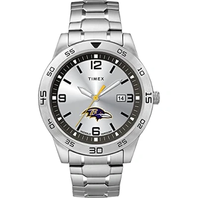 Image of Timex x NFL Men&#039;s Citation Ravens Silver Analog Watch