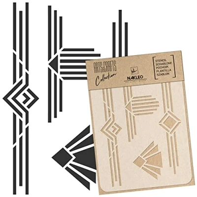 Image of NAKLEO DIY Reusable Plastic Stencil Art Deco Frames Borders 2 Craft Wall Painting Pattern Template Scrapbooking Decoupage Fabric Furniture Wood (A3)