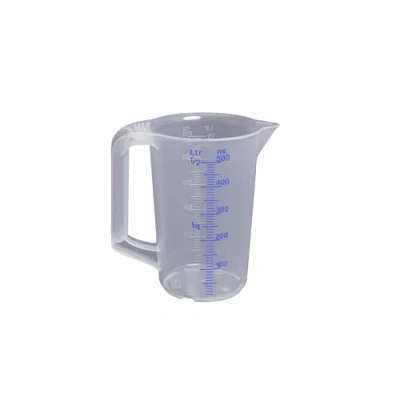 Image of Hunersdorff 935000 Graduated Can with Closed Handle, White/Blue, 500 ml
