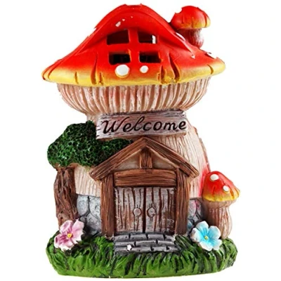 Image of Enchanting Multicolor Secret Fairy Garden Toadstool Solar House 15 x 14 19.5cm (1 Pc.) Sturdy Design Perfect Whimsical Decor