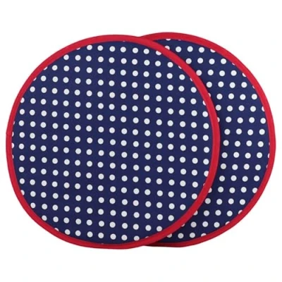 Image of The Norfolk Sewing Company Hob Cover Betty Navy Blue with White Spots 37cm Chefs Pad AGA Compatible Pair