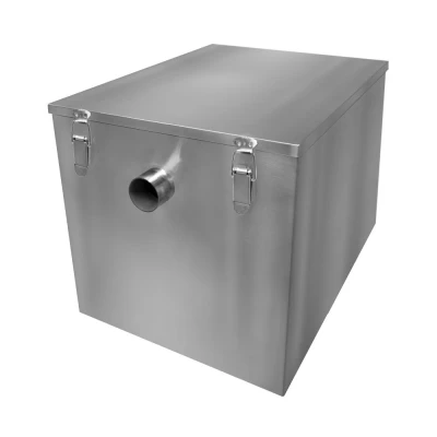 Image of Commercial Grease Trap 96L Under Sink Interceptor 10KG Stainless Steel Waste Fat Oil Water Separator Filter Restaurant Kitchen Takeaway Hotel Café 50mm Inlet Outlet Compact 42cm H x 45cm W 52cm D
