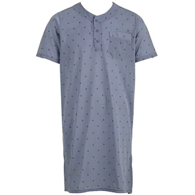 Image of Lucky Men&#039;s Nightdress Short Sleeve Diamond Pocket Sleep Shirt Buttons Chest Pocket, charcoal, M