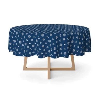 Image of Martina Home Ancora Blue Resin Tablecloth 140 Round