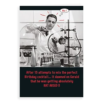Image of Regal Publishing Humour Funny Birthday Card Cocktail Rat arsed 7 x 5 inches