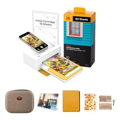 Image of KODAK Dock Plus 4PASS Instant Photo Printer (4x6) + Initial 10 Sheets 80 Gift Bundle