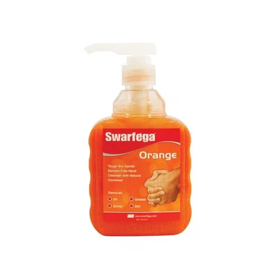 Image of Swarfega Orange Hand Wash, Solvent Free Heavy Duty Cleaner with Natural Scrub and Moisturisers, Gentle on Skin 450ml Pump