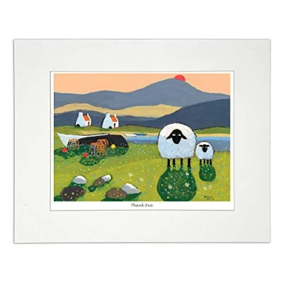 Image of &#039;Thank Ewe&#039; Mounted Print by Thomas Joseph Sheep Art