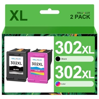 Image of HALLOLUX 302XL Ink Cartridges Combo Pack Black and Tri Colour Replacement for HP 302 XL Deskjet 1110 2130 2134 3630 3632 3634 Officejet 3830 3834 4650 4651 4652 Envy 4520 4521 4522 4523 (2 Pack)