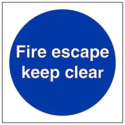 Image of V Safety Fire Door &amp; Mandatory Escape Keep Clear 100 X 100mm