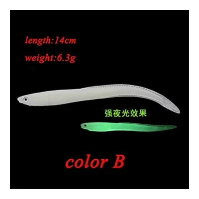 Image of fishing tackle Box 14cm 6.3g 10pcs Soft Lure Seabass Artificial Bait Silicone Electric Eel Needfish (Color : Color B)