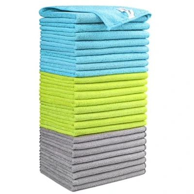 Image of AIDEA Microfibre Cleaning Cloths Pack of 24, Multifunctional Reusable Towels, Lint Free Streak Washable Cloth Duster for House, Kitchen, Car, Motorbike, Windows 30 x cm