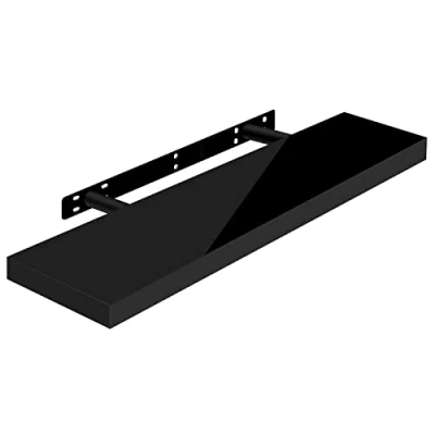 Image of WOLTU Volato RG9479sz Wall Shelf Floating High Gloss Black CD DVD Bookshelf Wooden Board 70 x 22.9 3.8 cm