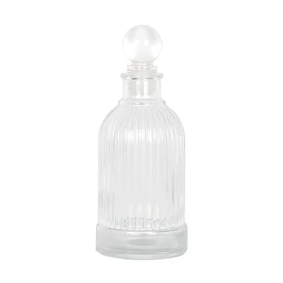 Image of Magic Season Decorative Glass Bottle 210 ml Vertical Stripes Round (1 Set w/Glass Stopper)