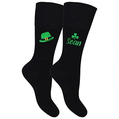 Image of TeddyT&#039;s Personalised Men&#039;s Irish St Patrick&#039;s Day Lucky Socks Gift Set (2 Pair Pack) (as8, numeric, numeric_6, numeric_11, regular, Leprechaun Hat)