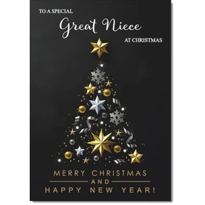 Image of doodlecards Great Niece Christmas Card Black Abstract Tree Medium Size for with Plain Envelope