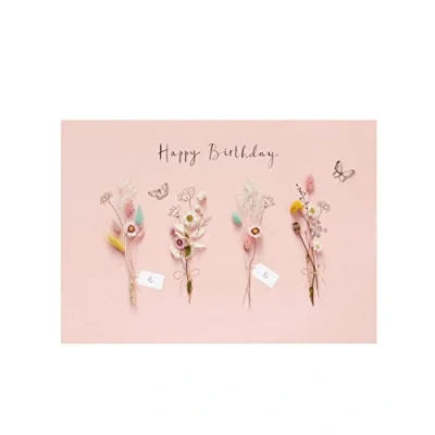 Image of UK Greetings Birthday Card For Her/Female/Friend With Envelope Dried Flower Design