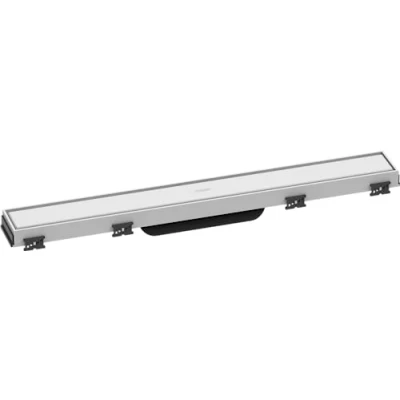 Image of hansgrohe 56036700 RainDrain Match 600 Shower Drain Set with Height Adjustable Frame Matt White Complete Channel, 60 cm