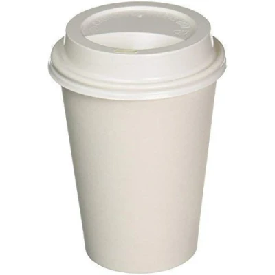 Image of We Can Source It Ltd 1000 x 12oz White Paper Single Walled Coffee Cups &amp; SIP LIDS
