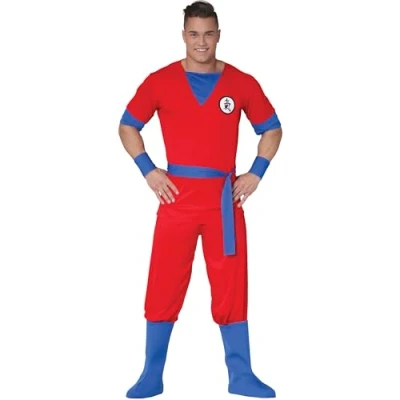 Image of FIESTAS GUIRCA Red Warrior Fighter Japanese Karate Fancy Dress Costume Adult Man Outfit Mens Martial Arts Up Male (Extra Large)