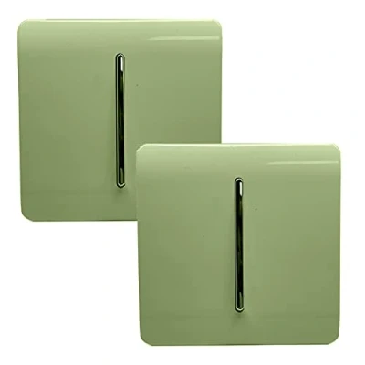 Image of Trendi 1 Gang 2 Way Artistic Modern Glossy 10 Amp Rocker Tactile Light Switch Moss Green (2 Pack)