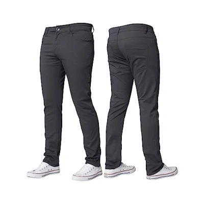 Image of BRAND KRUZE Mens Stretch Slim Fit Chino Trousers Casual Work Jeans Pants KZ104 Grey 38W / 34L
