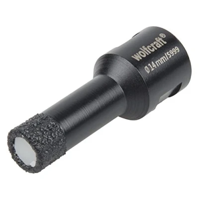 Image of wolfcraft “Ceramic Diamond Coated Annular Bit, For Angle Grinders, Ø 14 mm I 5999000 installing bathroom fittings and cable bushings in tiles or glazed