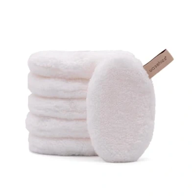 Image of waschies Reusable Makeup Remover Pads Set of 6 Eco Face Soft Hypoallergenic Microfibre Waterproof Eye &amp; Facial Cleansing White Edition