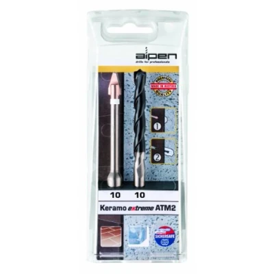 Image of Alpen 300102100 Porcelain/Gres Tile Drill Bit Set, Silver/Black, 10 mm, Set of 2 Piece