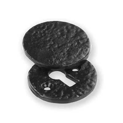 Image of Antique Black Cast Iron Escutcheon Plates Keyhole Cover Key Hole Door Lock Accessories (Round Covered Escutcheon)