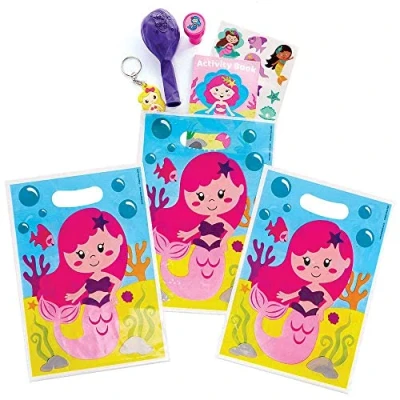Image of Baker Ross FC988 Magical Mermaid Party Loot Bags Pack of 10, for Kids Party, Birthday Supplies,