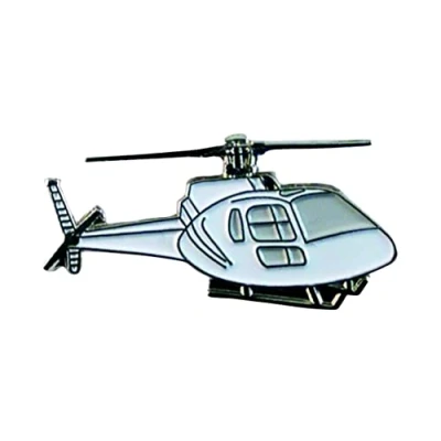 Image of Metal Enamel Pin Badge Fly Helicopter in White
