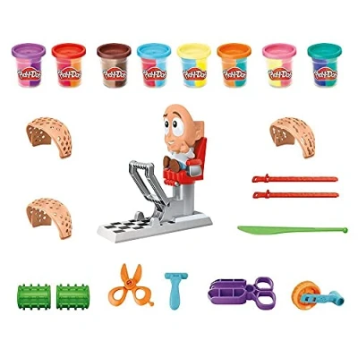 Image of Play Doh Crazy Cuts Stylist Hair Salon Pretend Toy for Kids 3 Years and Up with 8 Tri Color Cans, 57 Grams Each, Non Toxic, Multicolor, 6.68 x 27.94 21.59 cm