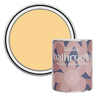 Image of Rust Oleum Yellow Moisture Resistant Bathroom Wood and Cabinet Paint in Matt Finish MUSTARD 750ML