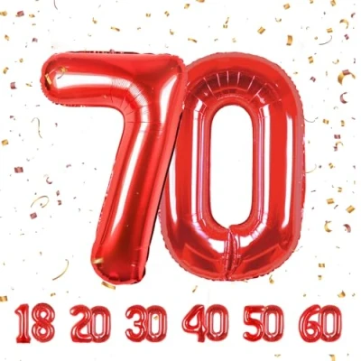Image of 70th Number 70 Balloons 70,Red Balloon 40 Inch Giant Helium Foil for Men Women Birthday Party Decor Anniversary Decorations Supplies