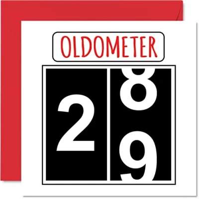 Image of Fun 29th Birthday Cards for Men Woman Oldometer Happy Card Son Daughter Brother Sister Uncle Auntie Niece Nephew Cousin, 145mm x Greeting Cards,