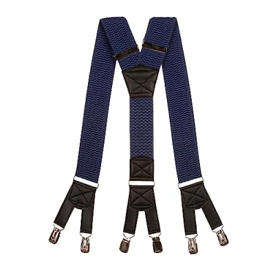 Image of Olata Men&#039;s Six Clip Heavy Duty Extra Wide Y Shape Braces/Suspenders 5cm. Blue